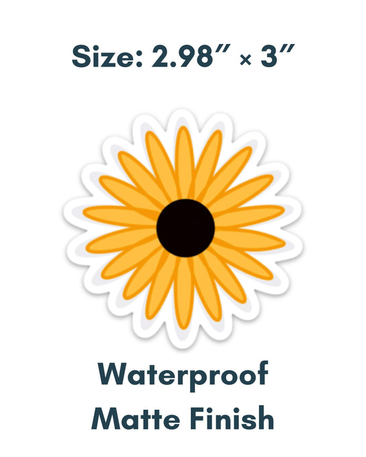 Sunflower Sticker, Die Cut Sticker, Vinyl Sticker, Hand Drawn Sticker, Flower Decal, Sunflower Decal, Black Eyed Susan Decal, Happy Sticker