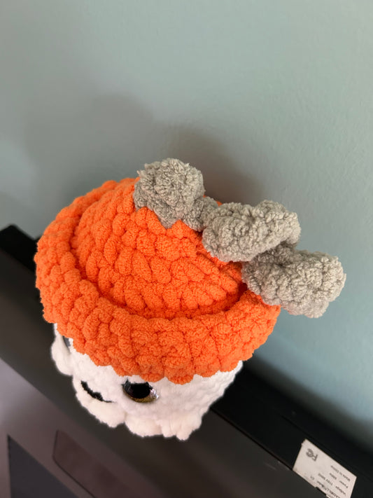 CUSTOM ORDER: Ghost with Pumpkin Hat Crochet Plushie
