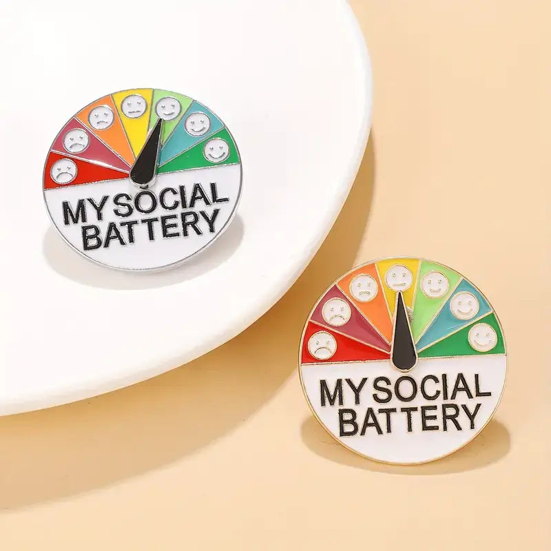 My Social Battery Pin – Mood Gauge Enamel Accessory