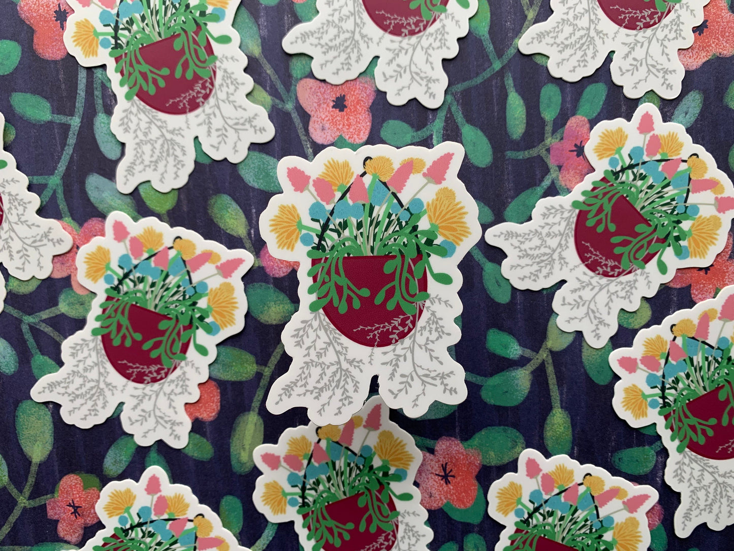 Multi-Color Hanging Plant Sticker, Die Cut Sticker, Plant Die Cut Sticker, Laptop Sticker, Teacher Sticker, KellyCaseyCo