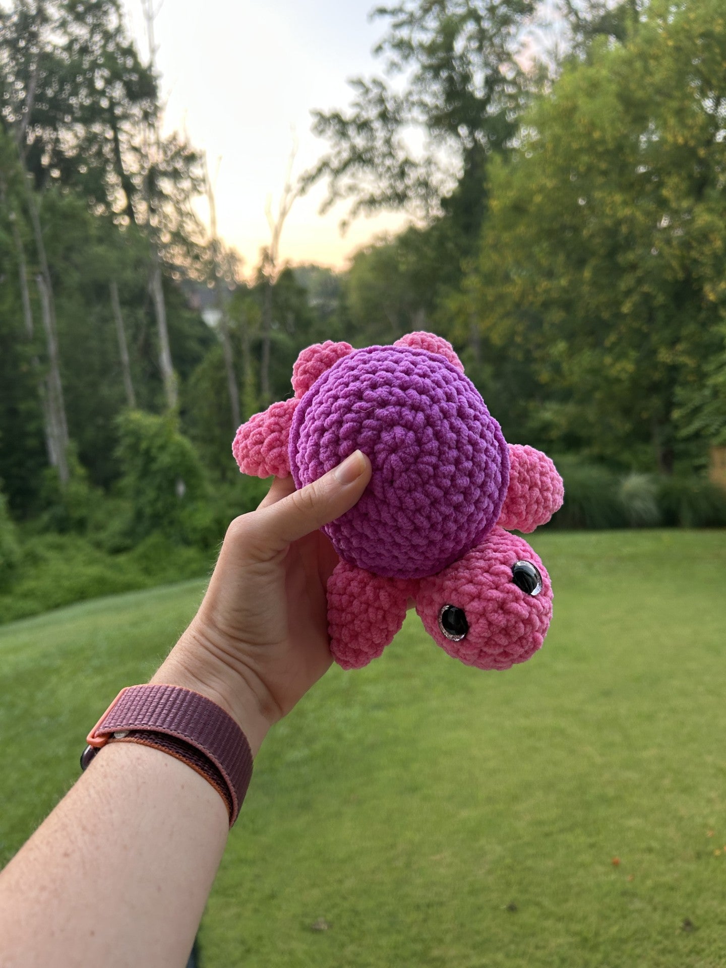 Small Crochet Turtle: Pink and Purple