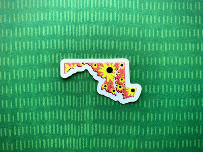 Maryland Floral Sticker, Die Cut Sticker, Vinyl Sticker, Hand Drawn Sticker, Political Decal, Happy Sticker
