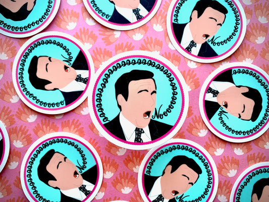 Michael Scott Sticker,  Quote Sticker Die Cut Sticker, Vinyl Sticker, Hand Drawn Sticker, Office Decal, Happy Sticker, NOOOOOO