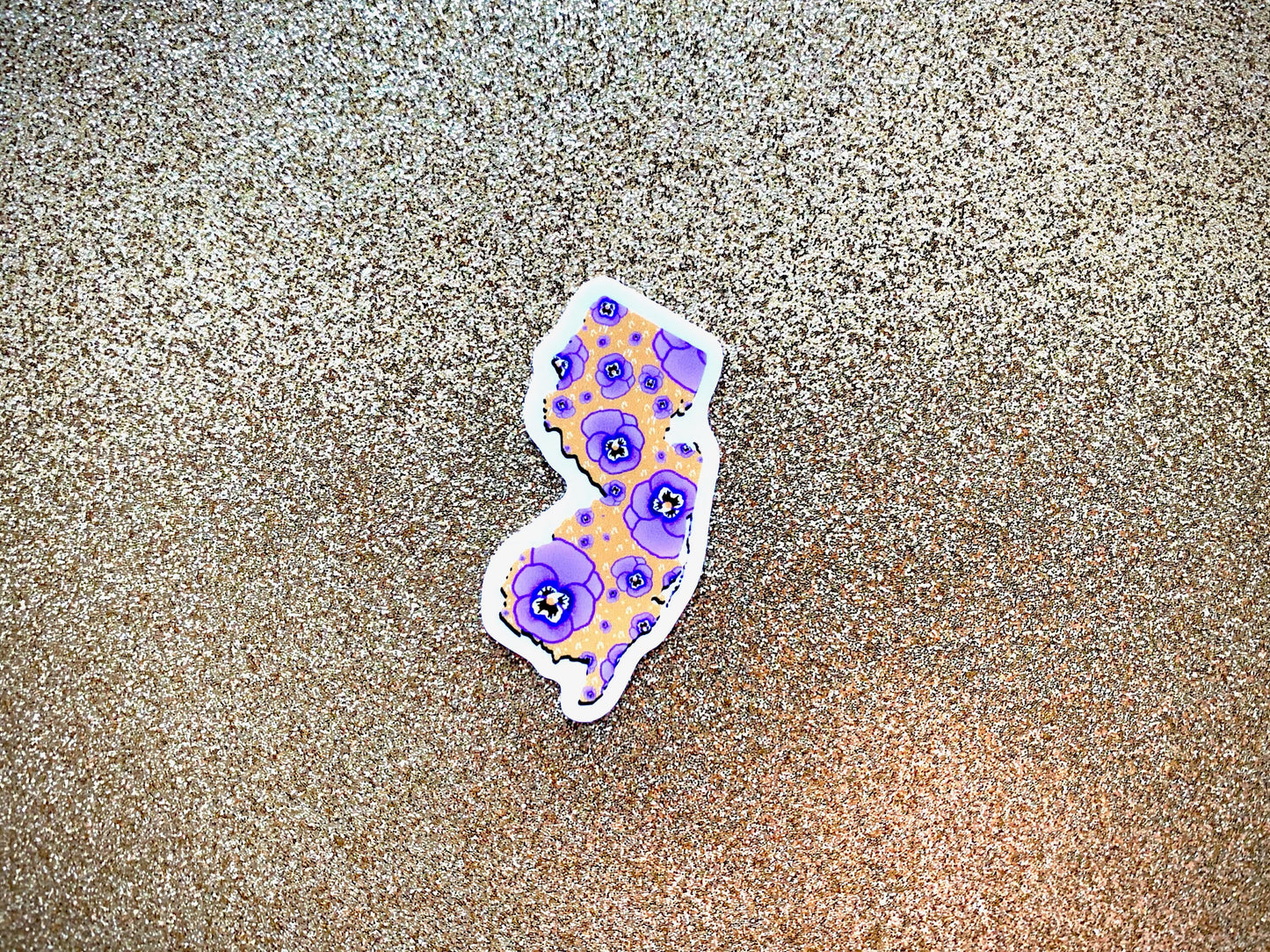 New Jersey Floral Sticker, Die Cut Sticker, Vinyl Sticker, Hand Drawn Sticker, Political Decal, Happy Sticker