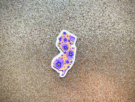 New Jersey Floral Sticker, Die Cut Sticker, Vinyl Sticker, Hand Drawn Sticker, Political Decal, Happy Sticker