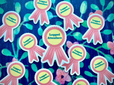 Logged Attendance, Ribbon Sticker, Die Cut Sticker, Plant Die Cut Sticker, Laptop Sticker, Teacher Sticker, KellyCaseyCo