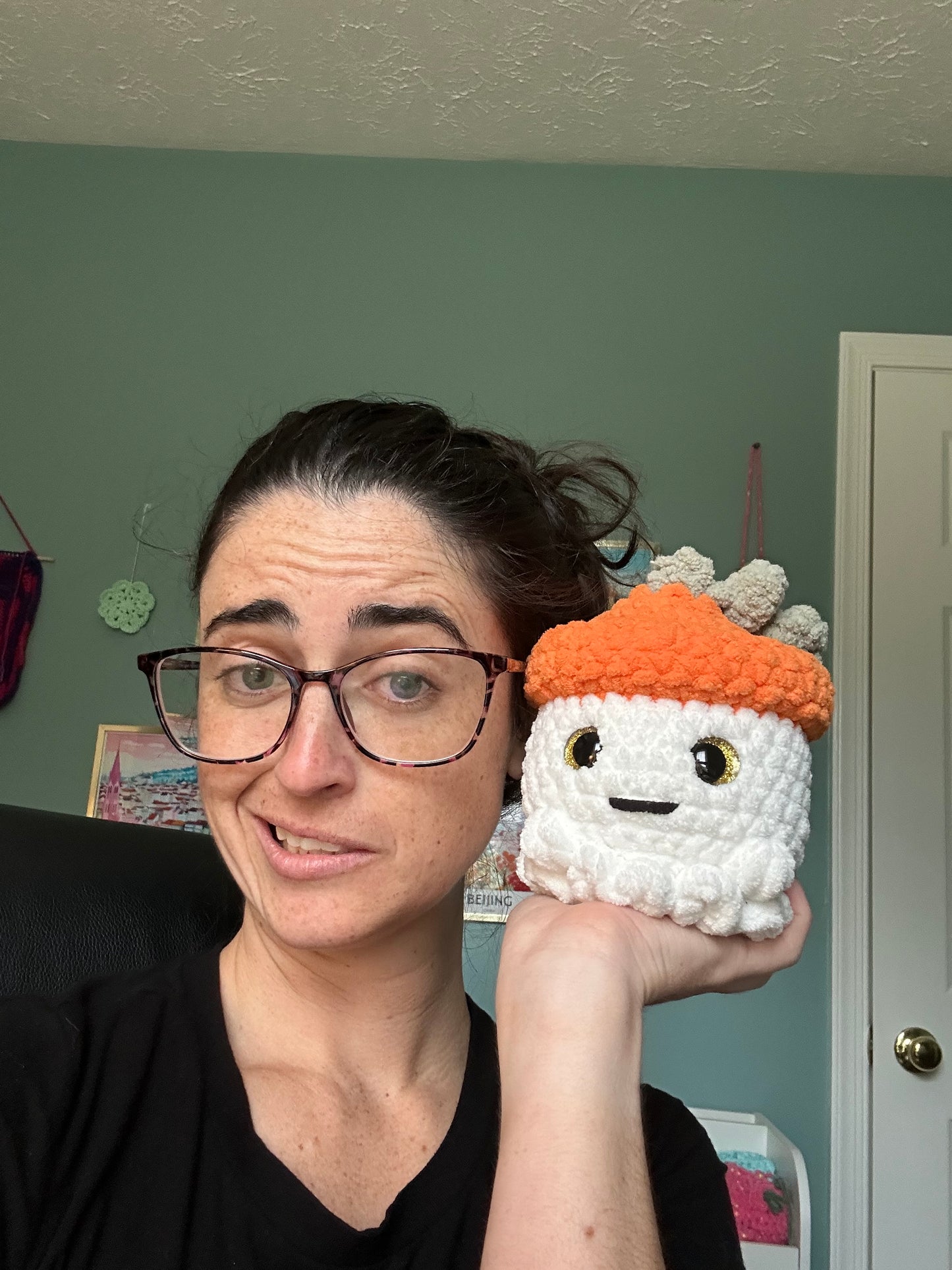 CUSTOM ORDER: Ghost with Pumpkin Hat Crochet Plushie