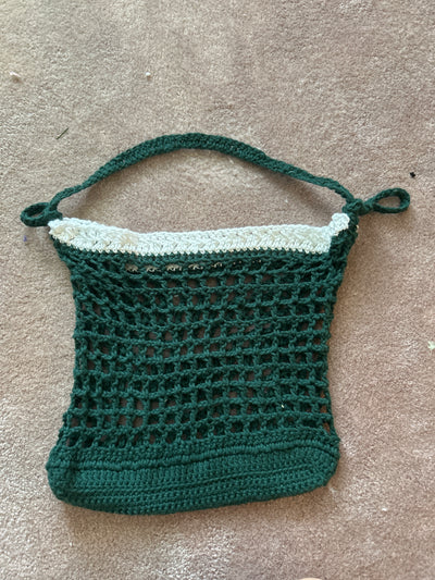 Kelly Green and sparkly white market tote