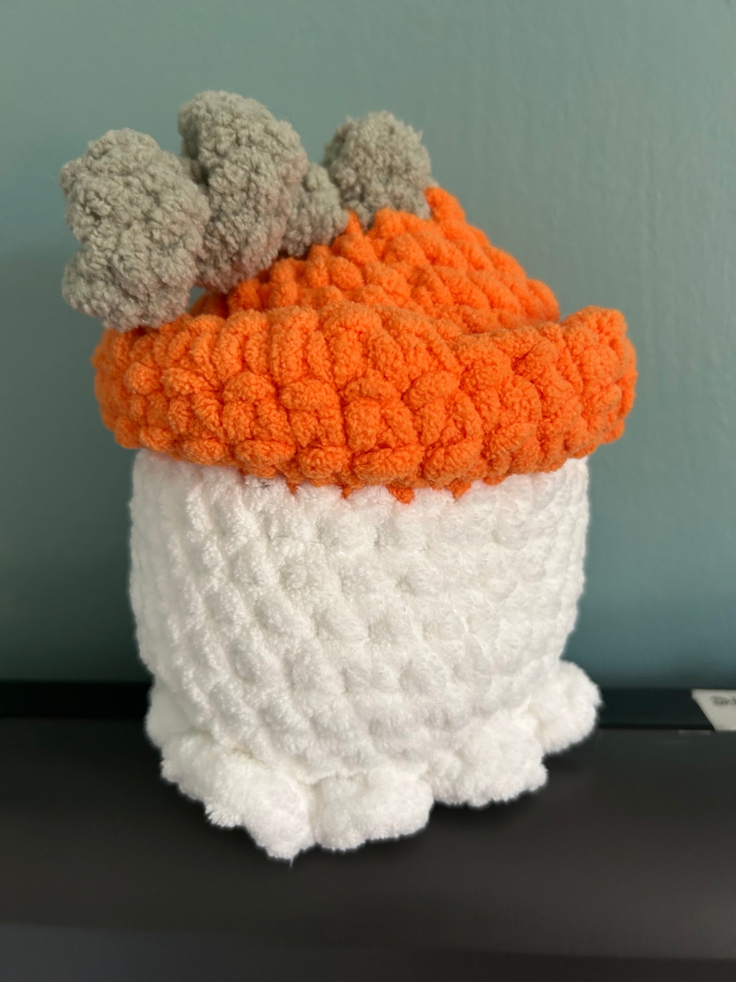 CUSTOM ORDER: Ghost with Pumpkin Hat Crochet Plushie