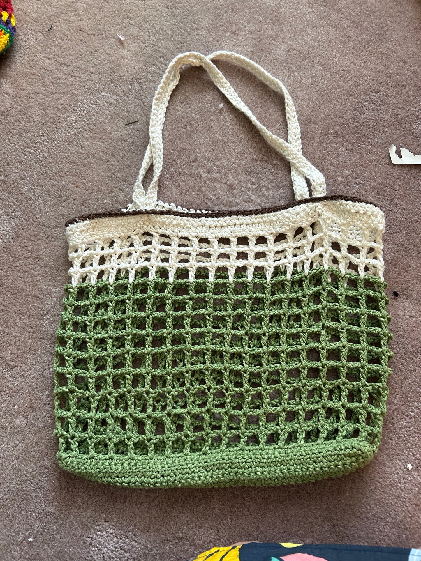 CUSTOM ORDER: Green, white and brown tote bag