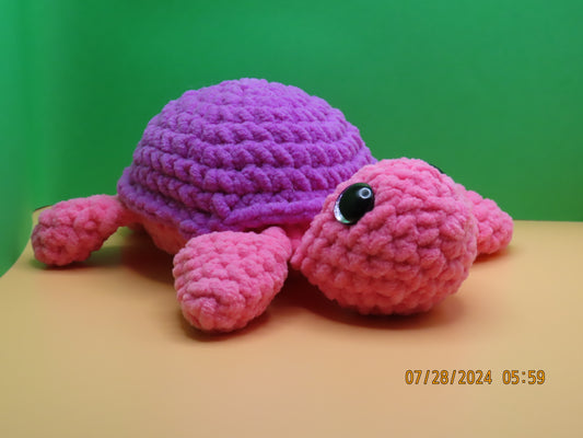 Small Crochet Turtle: Pink and Purple
