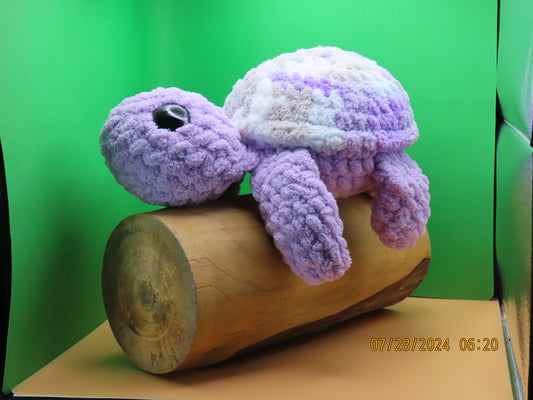 Large Crochet Turtle: Purple and Speckled Purple Shell