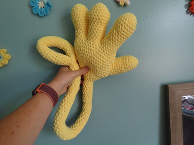 Yellow Silly Hand Throw Pillow