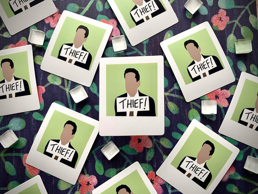 THIEF!, Michael Scott Sticker, Vinyl Sticker, Hand Drawn Sticker, Office Decal, Happy Sticker